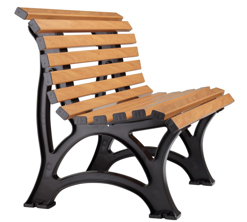 Seitenansicht der Bank "Amrum" in Holzoptik auf weißem Hintergrund