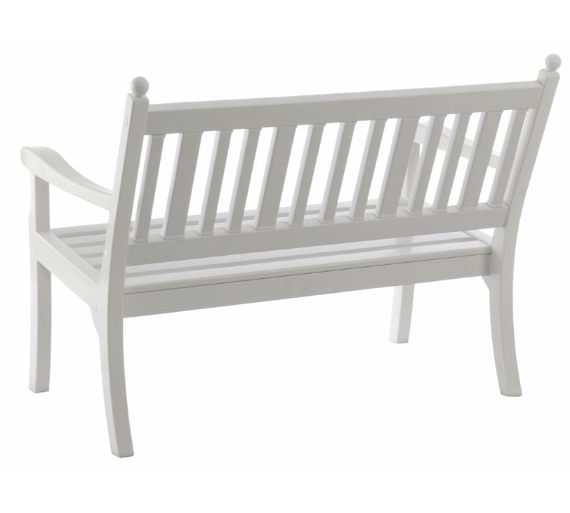 Rückansicht der weißen Bank "Hohenzollern" als zwei Sitzer auf weißem Hintergrund