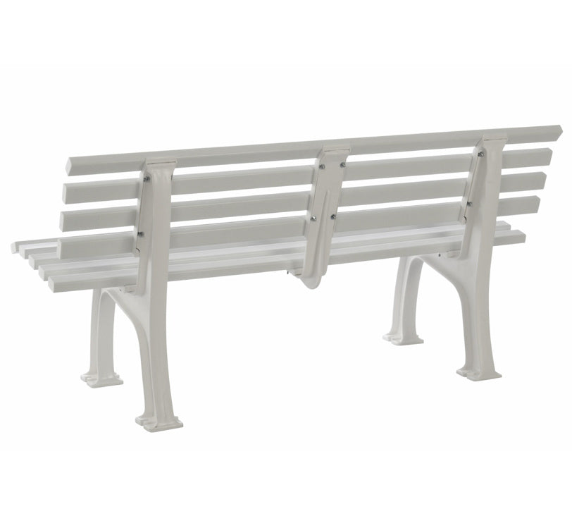 Rückansicht der weißen Bank "Sylt" auf weißem Hintergrund