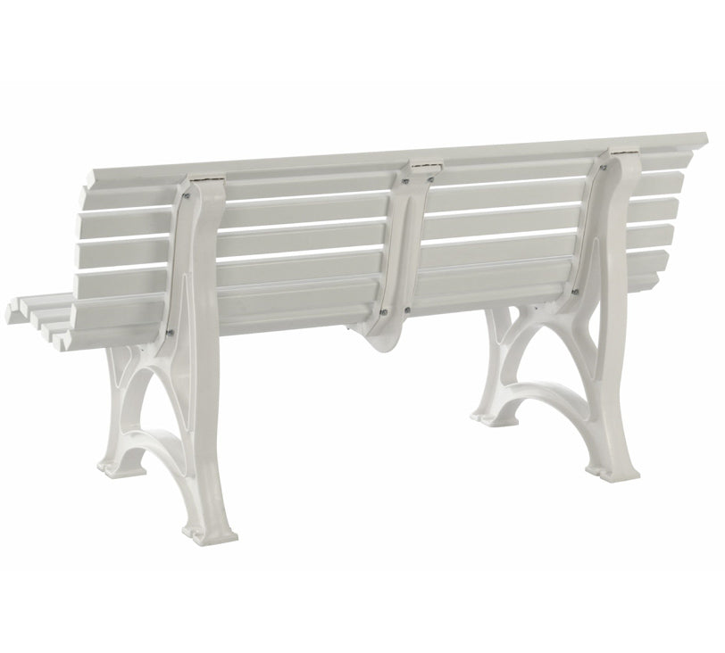 Rückansicht der weißen Bank "Helgoland" auf weißem Hintergrund