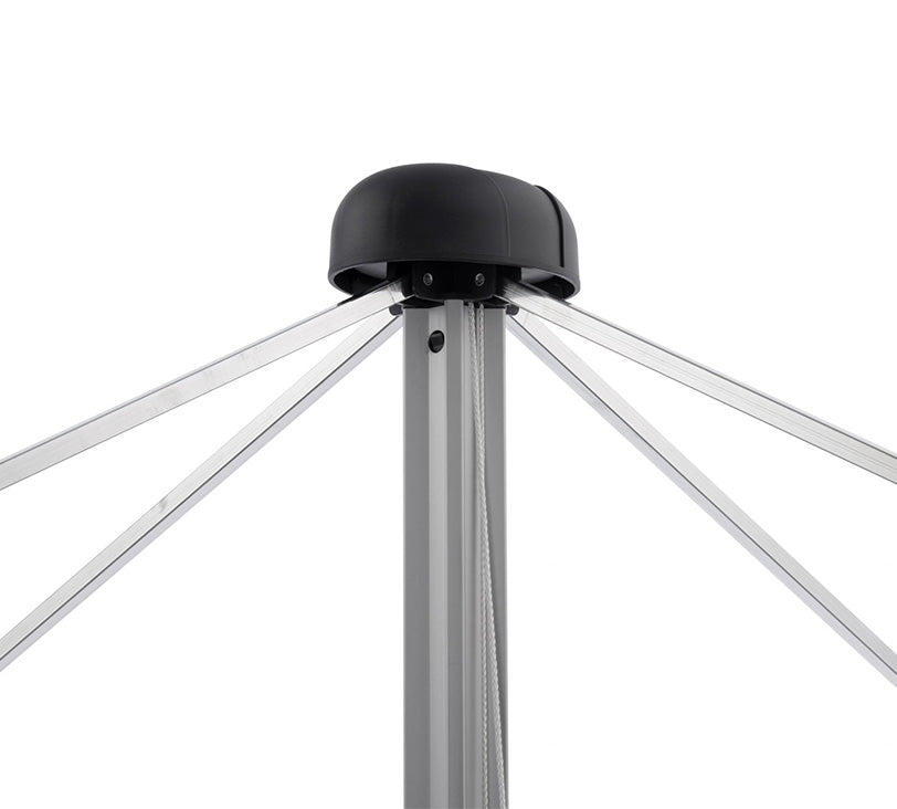 Detailansicht Duomatic – Wäschespinne Oberteil in Anthrazit auf weißem Hintergrund