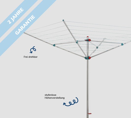 Bild einer Alustar Wäschespinne vor grauem HIntergrund