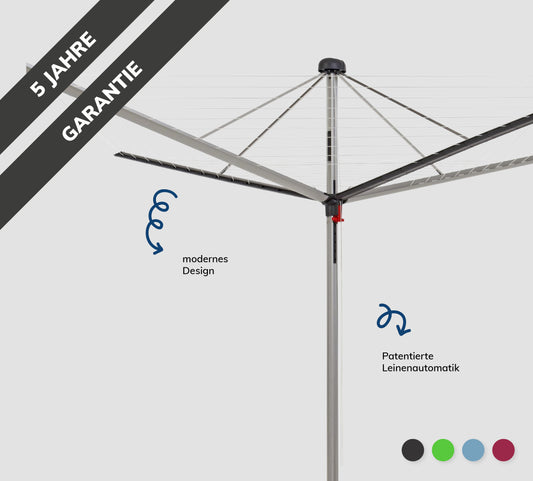 Wäschespinne DuoMa in weiß auf grauem Hintergrund in Anthrazit