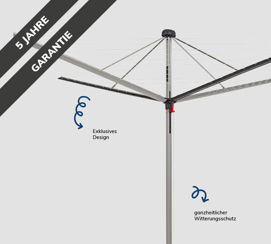 Bild einer Duomatic Wäschespinne in Anthrazit vor grauem HIntergrund