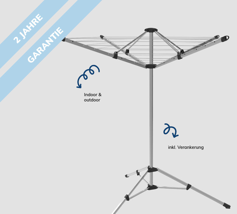 Bild einer Free Air Wäschespinne vor grauem HIntergrund