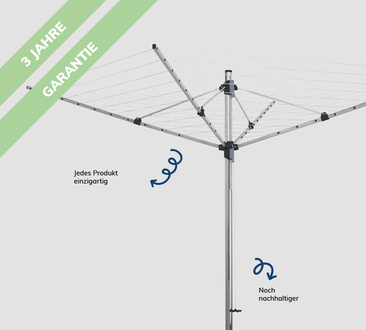 Bild einer Idea Recycling Wäschespinne vor grauem HIntergrund