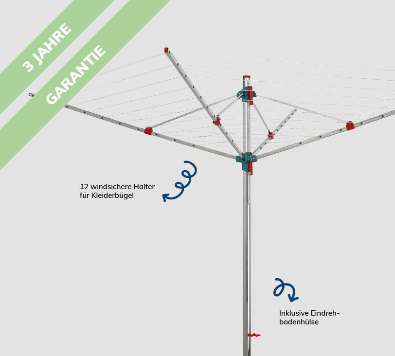 Bild einer Idea Wäschespinne vor grauem HIntergrund
