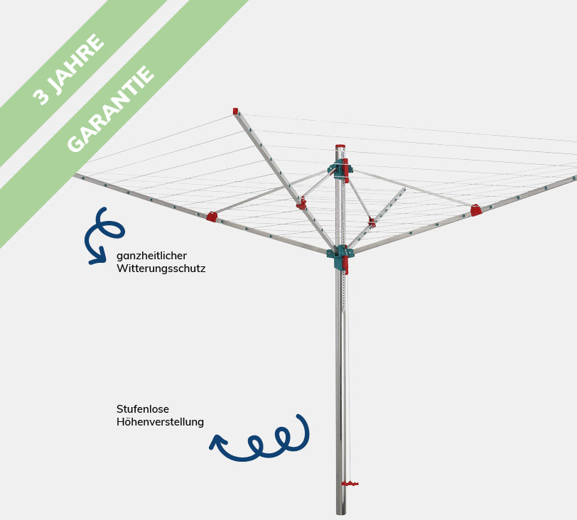 Bild einer Medium Plus Wäschespinne vor grauem HIntergrund