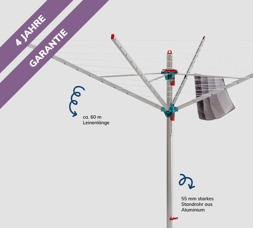 Bild einer Primera Servo Wäschespinne vor grauem Hintergrund