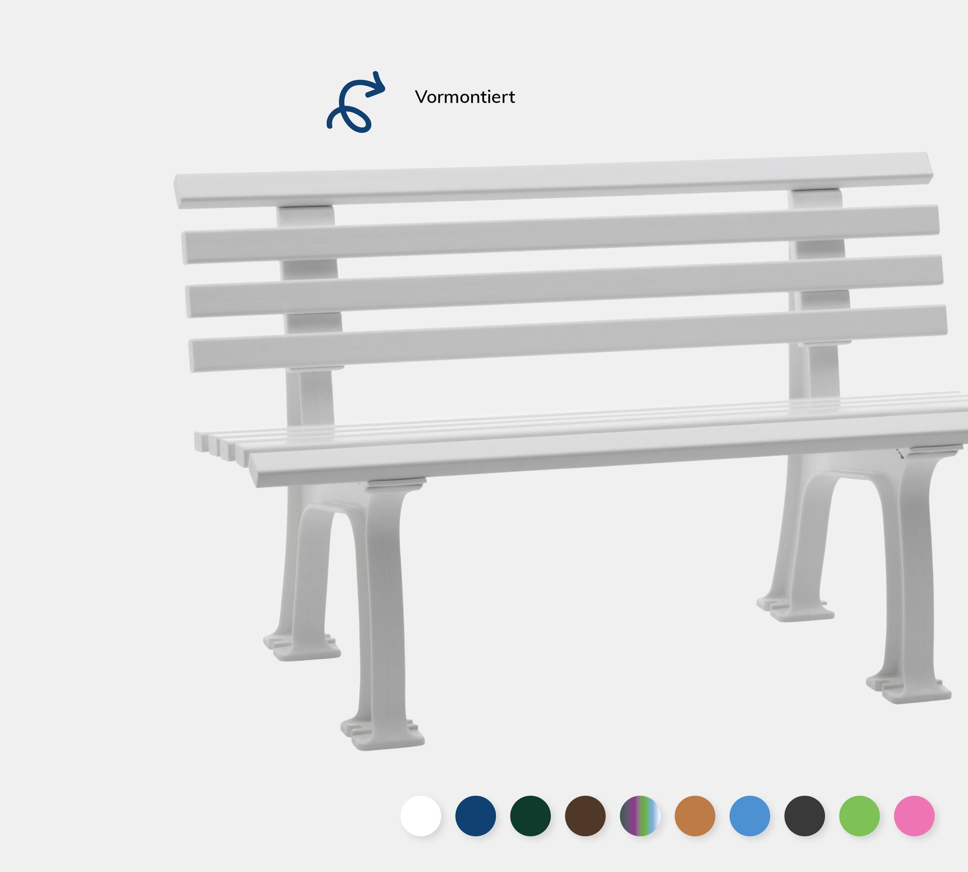 Bank Ibiza in Weiß auf grauem Hintergrund