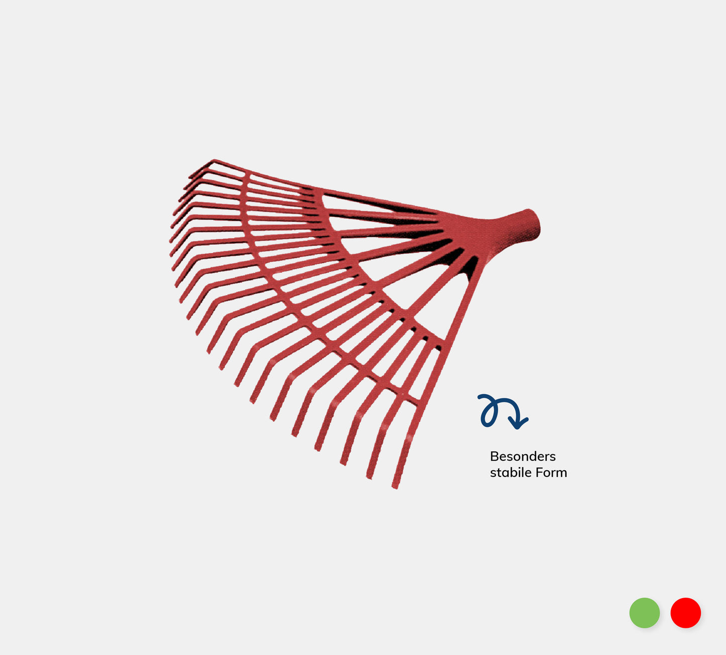 Laubbesen in rot mit Farbcode auf grauem Hintergrund