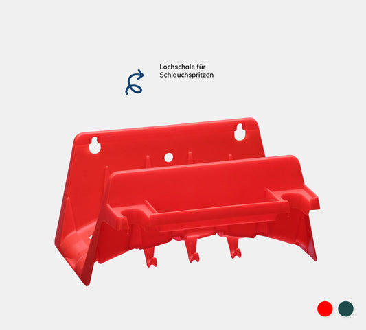 Multifunktionshalter in rot auf grauem Hintergrund